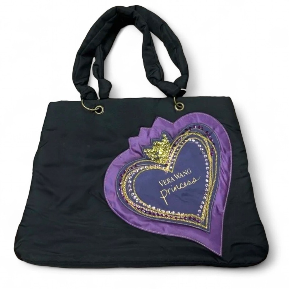 Vera Wang Princess Black and Purple Heart Tote